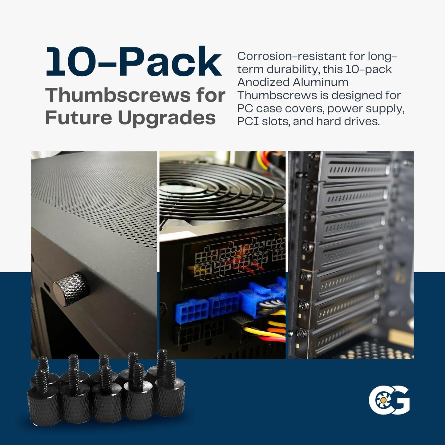 10 x Black Anodized Alumium Computer Case Thumbscrews (6-32 Thread) for Cover / Power Supply / PCI Slots / Hard Drives