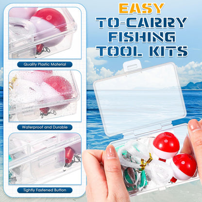 VioraWhite 4 Sets Mini Fishing Kits Bulk Emergency Survival Fishing Kits Fishing Tackle Box with Tackle Included Small Fishing Accessories Kit for Beginner Gifts Summer Outdoor Compact Fishing