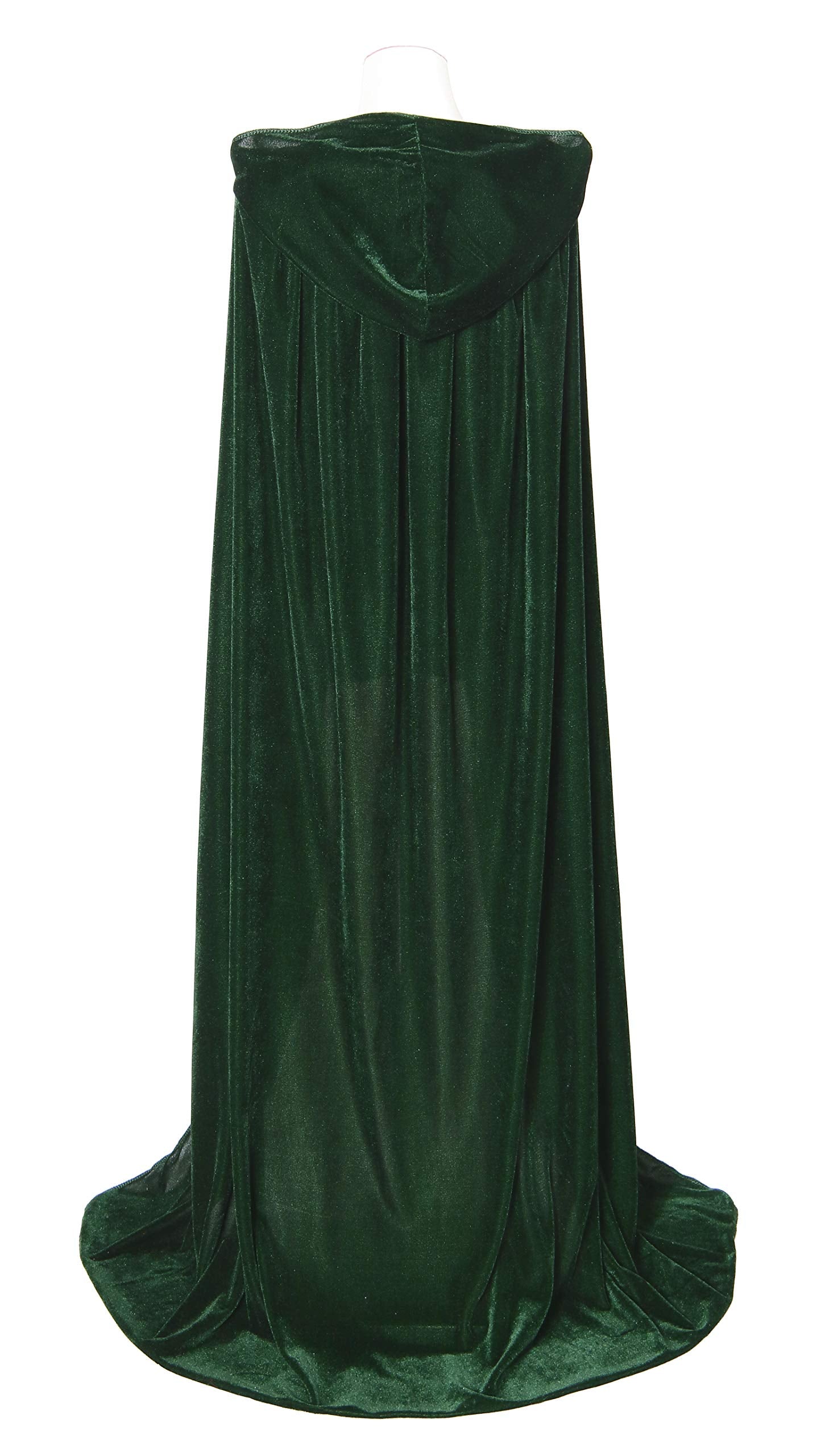 Txian Full Length Hooded Velvet Cloak Halloween Christmas Fancy Cape Costumes 59" (Green)