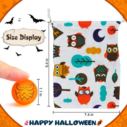 64pcs Glow in The Dark Bouncing Balls,8 Halloween Theme Designs Bouncy Toys Balls, Halloween Party Favors Supplies, Trick or Treating Goodie, Halloween Miniatures,School Classroom Game Rewards