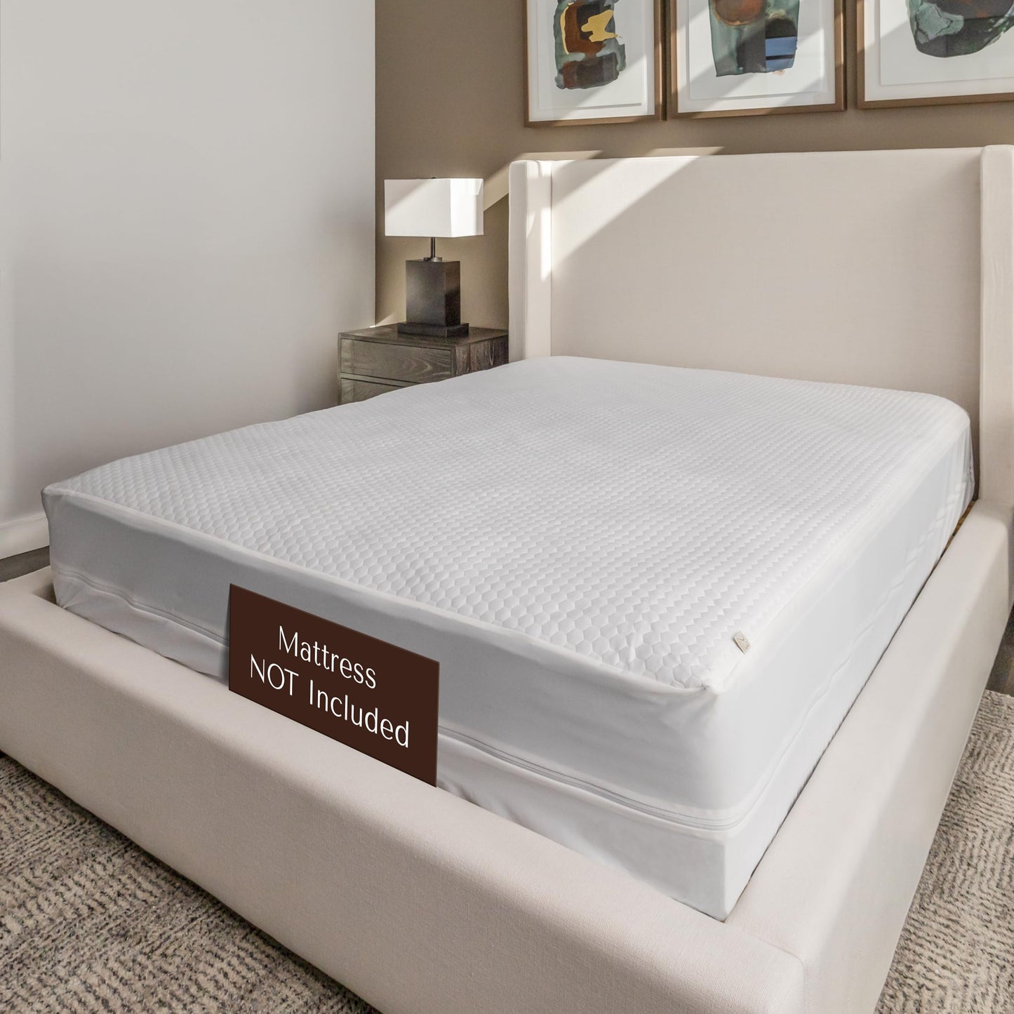 23 Threads X162 Series Soft Plush Waterproof Noiseless Mattress-Encasement, Zippered Protector Cover, Washable, with Ctrl+Z Technology, Mattress Not Included, 15 Inch Deep, Queen