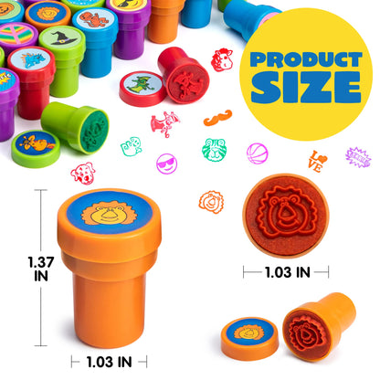 JOYIN 100PCS Assorted Stamps for Kids Self-Ink for Party Favor, Teacher Stamps, Kids Treasure Box, Prize for Classroom, Easter Egg Stuffers (50 Designs, Dinosaur, Halloween Stampers)
