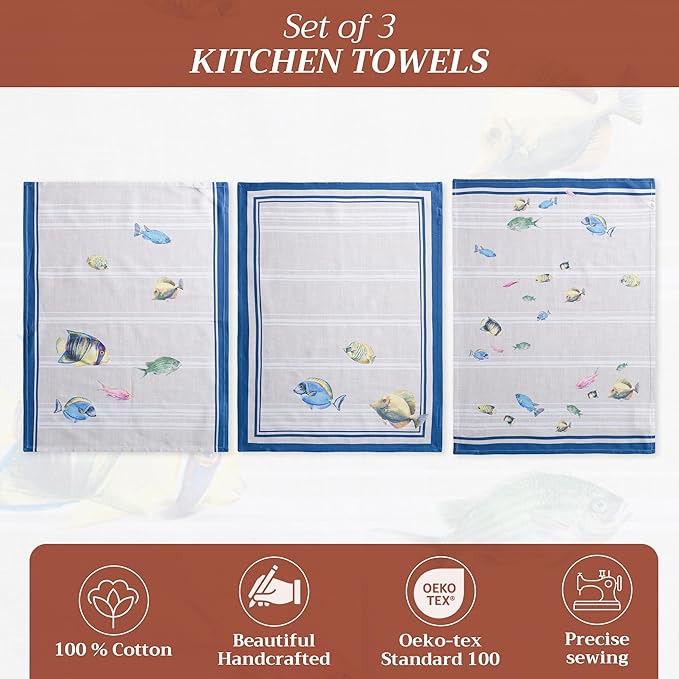 Maison d' Hermine Kitchen Towels Set of 3 100% Cotton 27.50" x 20" Reusable