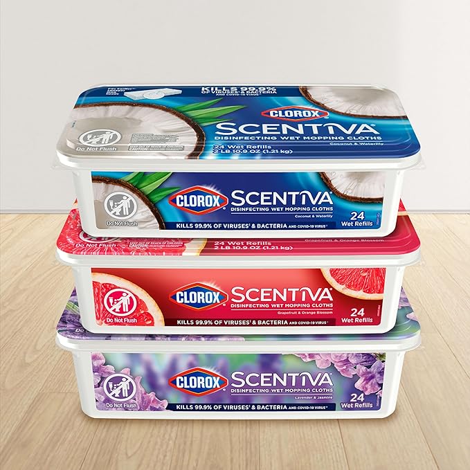 Clorox Scentiva Disinfecting Wet Mopping Cloths, Coconut and Waterlily