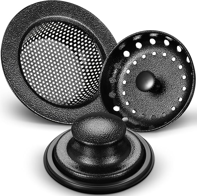 Mudder 3 Pcs Kitchen Sink Drain Strainer and Stopper Stainless Steel Garbage
