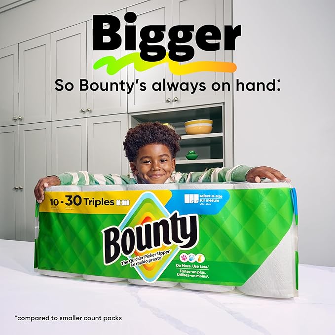 Bounty Select-A-Size Paper Towels, 2 Mega Rolls = 8 Regular Rolls
