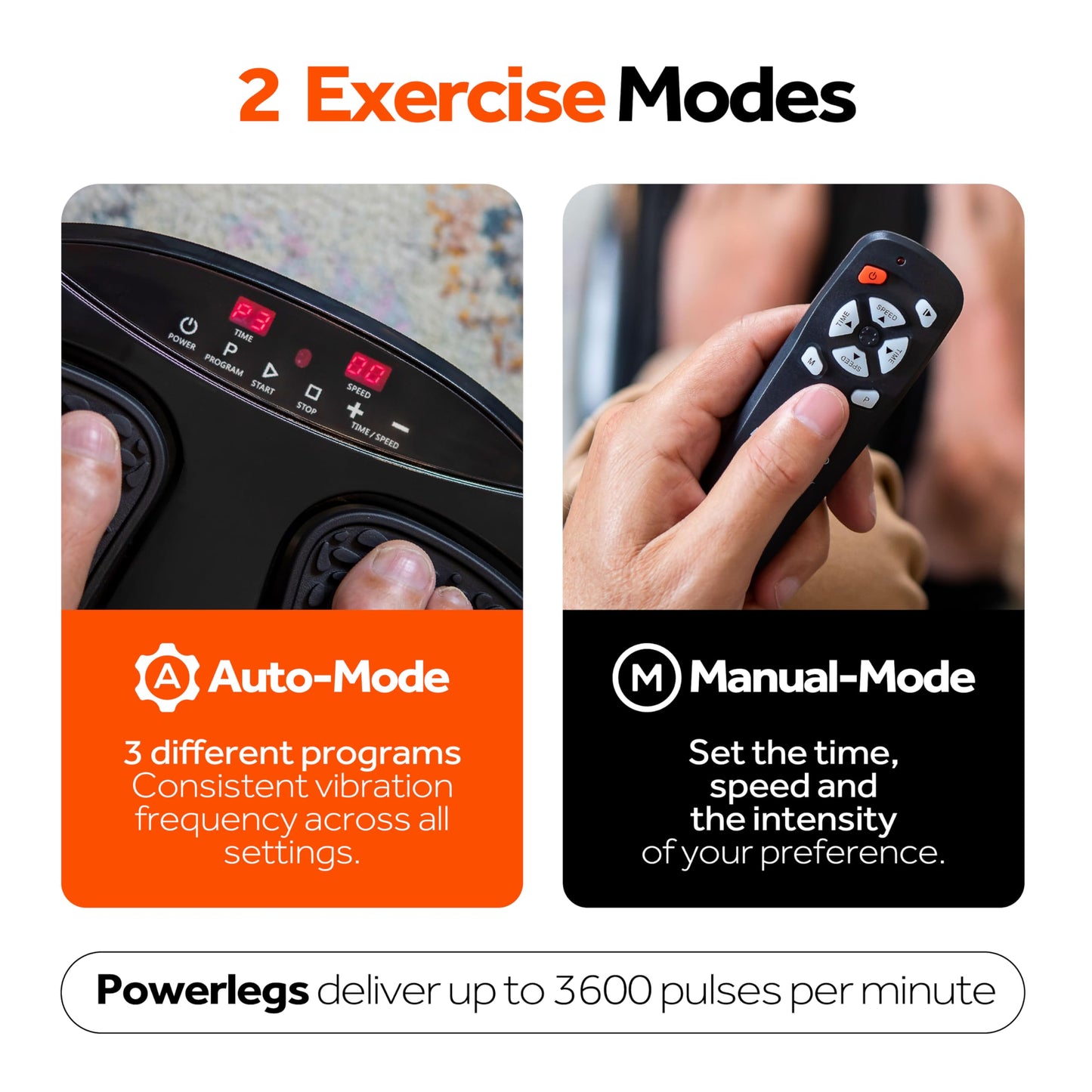 Power Legs Electric Foot Massager Machine with Remote Control, Adjustable Speed, Vibration - Calf Massager - Feet Massager for Neuropathy Pain Relief, Plantar Fasciitis, Leg Blood Circulation (Black)