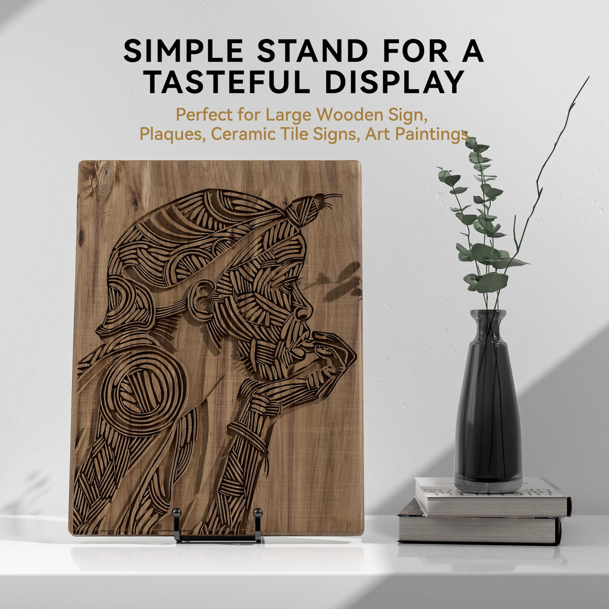 IPAME 10 Inch Large Plate Stands for Display - Metal Plate Holder Display Stand + Small Easels Picture Stand for Book, Platter, Plaque, Photo Frame, Tabletop Art (2 Pack)