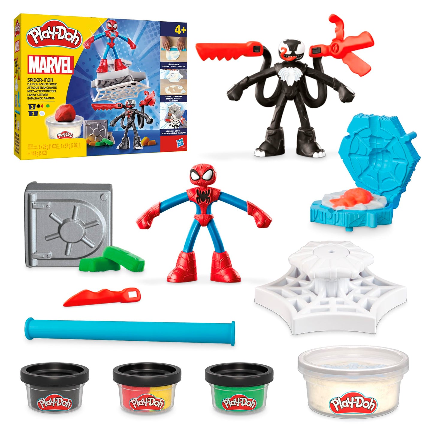 Play-Doh Spider-Man Launch & Slice Battle Playset, Non-Toxic Modelling Compound Set for Boys and Girls, Creative Toys for 4+ Year Old Kids