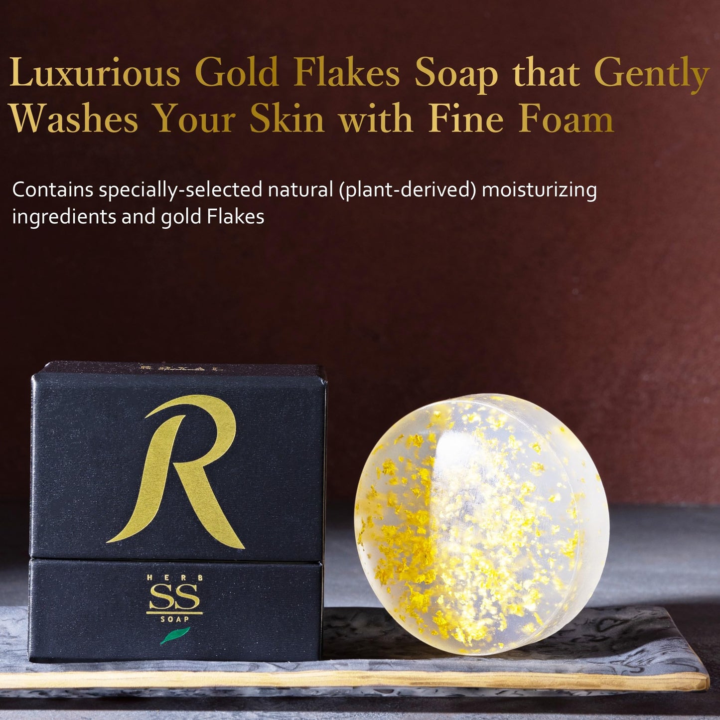 ROYALCOSMETICS ROYAL HERB SS SOAP Cleansing Bar Soap Moisturizing with Aloe Vera Leaf Extract, Ginseng Extract and Gold, 3.53 OZ / 100g