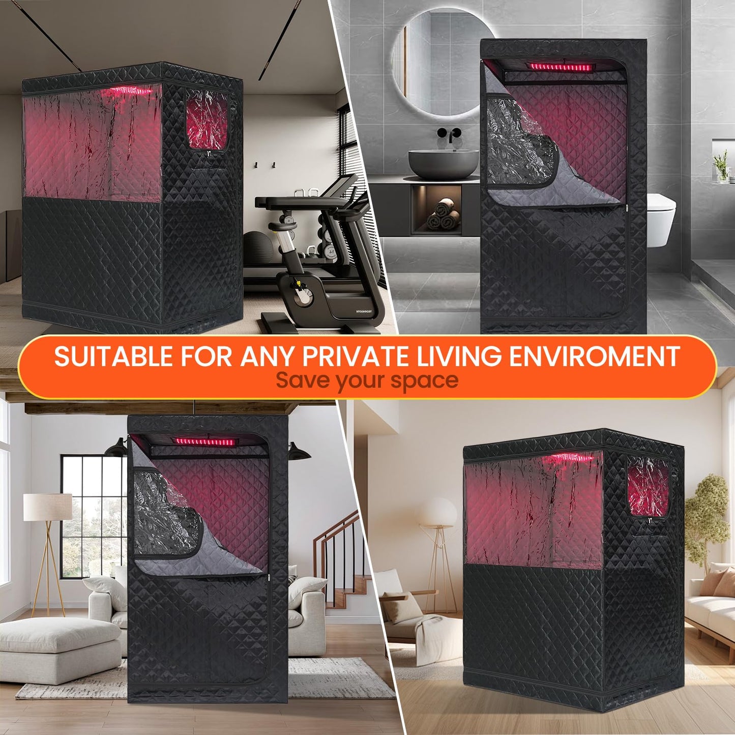 Smartamk 2 Person Portable Hot Air Sauna, with 660nm Red Light Therapy