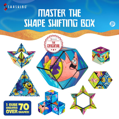 SHASHIBO SpongeBob Shape Shifting Box - Award-Winning Age 8+, Patented Magnetic Puzzle Cube w/ 36 Rare Earth Magnets - Fidget Cube Transforms Into Over 70 Shapes (Spongebob Squarepants-Beach Buddies)