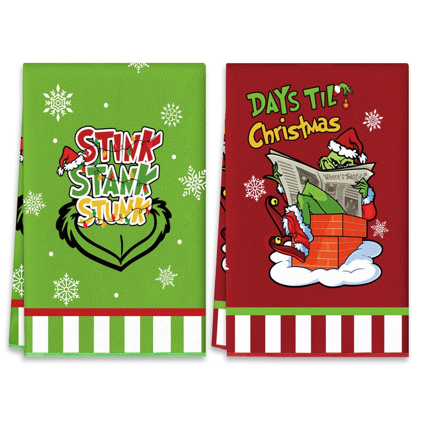 HOMSHIAM Christmas Kitchen Towels 2PCS Dish Towels Hand Towels Housewarming Gifts for New Home, Farmhouse Decor for Kitchen/Bedroom/Bathroom(17.7 x 27.5 Inch)