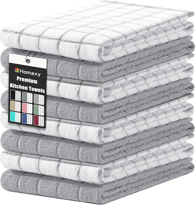 Homaxy Premium Cotton Kitchen Towels 16"x 28", Large Natural Ring Spun 390 GSM