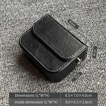 Earplug box, PU leather box for in ear headphones, portable protective case for wired headphones, storage bag for headphone accessories (black)