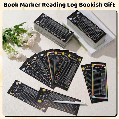 Resurhang 320 Pcs Black Reading List Bookmark Bulk 3 x 8 Inch Blank Personal Libraries Cards Reading Journal Log Book Review Bookmark Gifts Book Tracker Notecards for Library Accessories