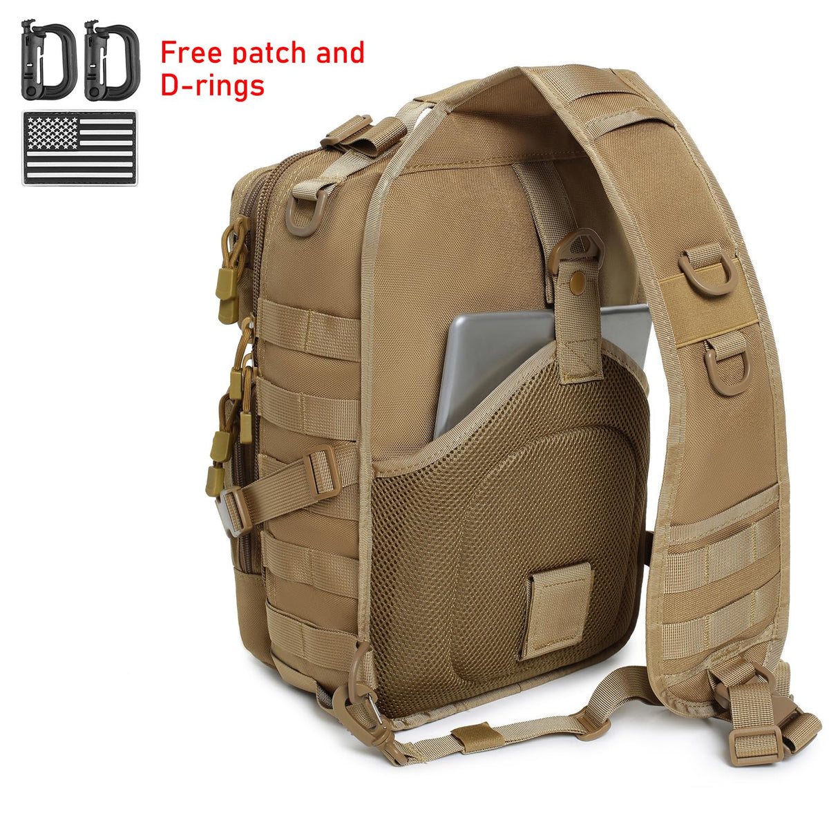Lemubeane Tactical Sling Bag Backpack Military Rover Shoulder Sling Pack EDC Molle Assault Range Bag Crossbody Chest Pack (Coyote)