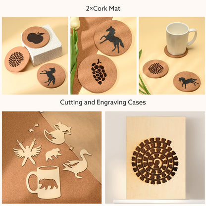 MiniStarCut 80 PCS Laser Materials Exploration Kit, DIY Laser Engraving Supplies Including Metal, Wood, PU Leather, Paper, Rock