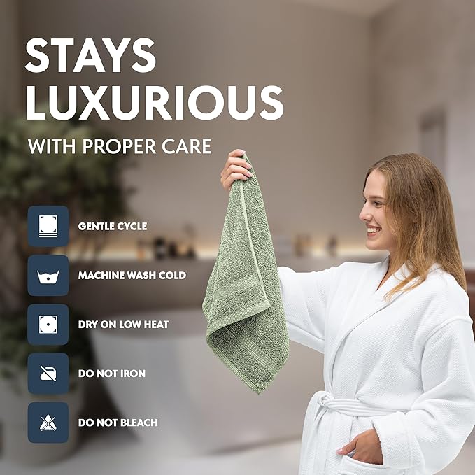 White Classic Luxury Light Green Hand Towels