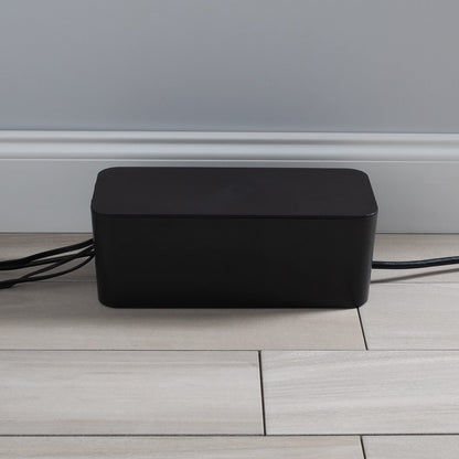 Simplify 2 Pack Cable Organizer Box | Multi-sized | Hidden Storage with Lid | Chargers & Wires | Computer & TV Cords | Black
