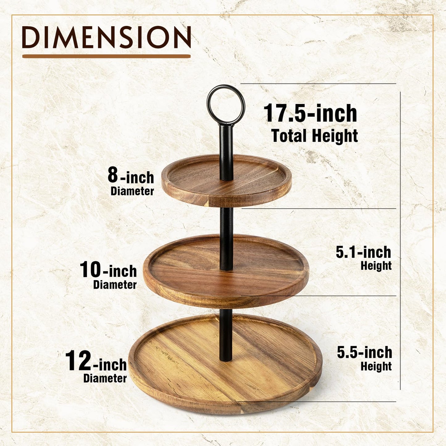 WILDMOS 3 Tier Cupcake Stand, Farmhouse Rustic Tiered Serving Tray,3 Tier Serving Tray for Farmhouse Kitchen Decor, Wood Dessert Tray for Tea Party Wedding Server, Decorative Tiered Tray.