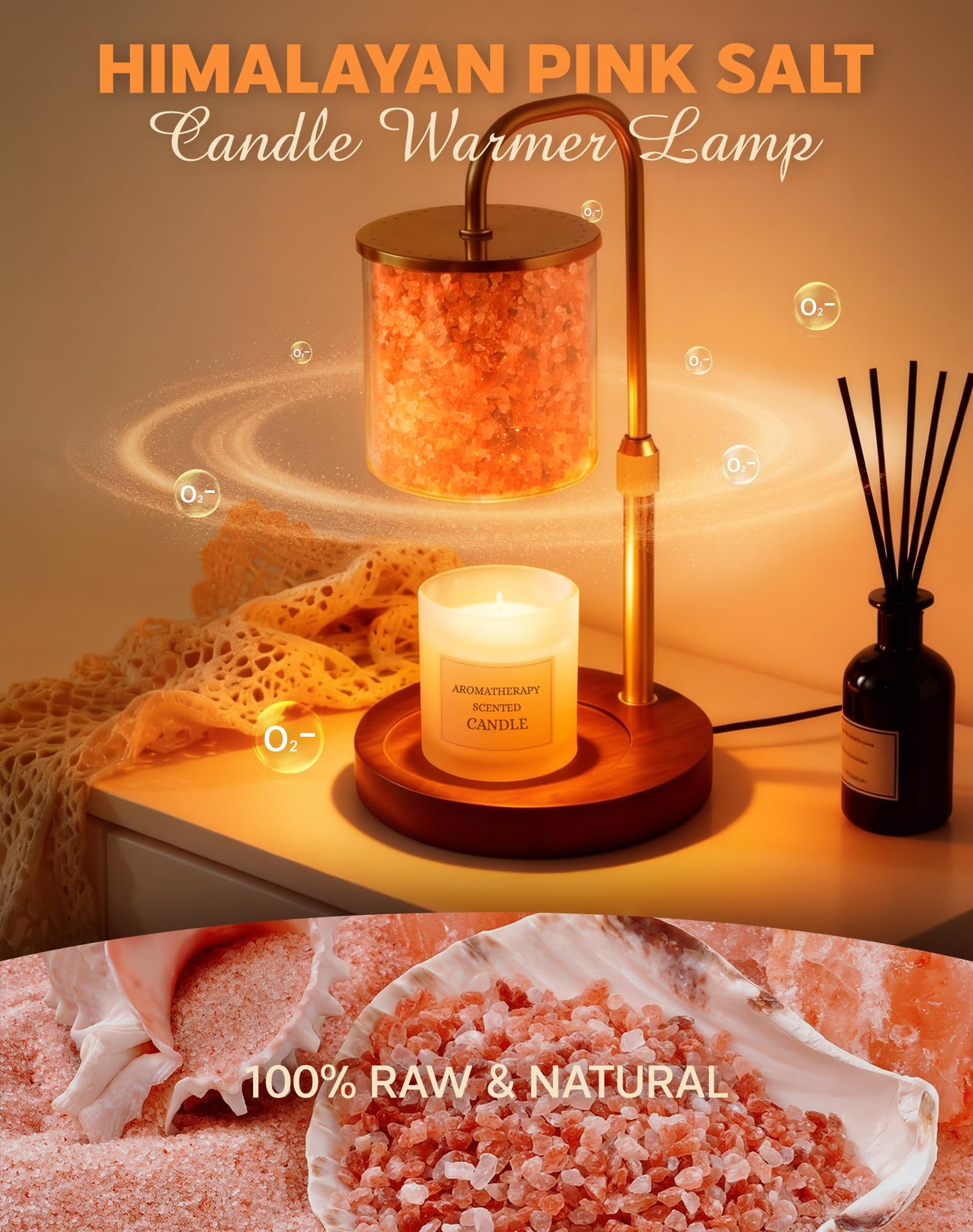 ARVIDSSON Candle Warmer Lamp with Himalayan Pink Salt, Timer & Dimmable Candle Warmer for Jar Candles, Birthday Gifts for Women Mom, House Warming Gifts, Candle Lamp Warmer for Home Decor