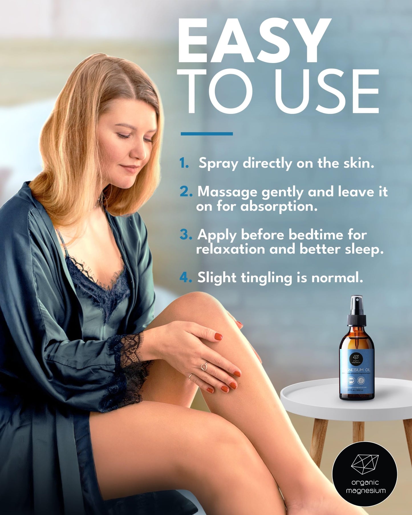 Magnesium Spray for Restless Legs, Muscle Cramps, Joints & Sleep – Topical Magnesium Oil for Feet & Body – Zechstein Source – 100% Natural & Ultra Pure – 200ml Glass Bottle