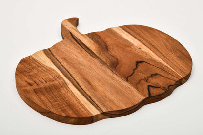 Treen Art Wooden Halloween Cutting Board for Kitchen, 12"L x 13"W Pumpkin Butcher Block Piece with Handle, Charcuterie Platter for Cheese, fruits and Salad Serving Board
