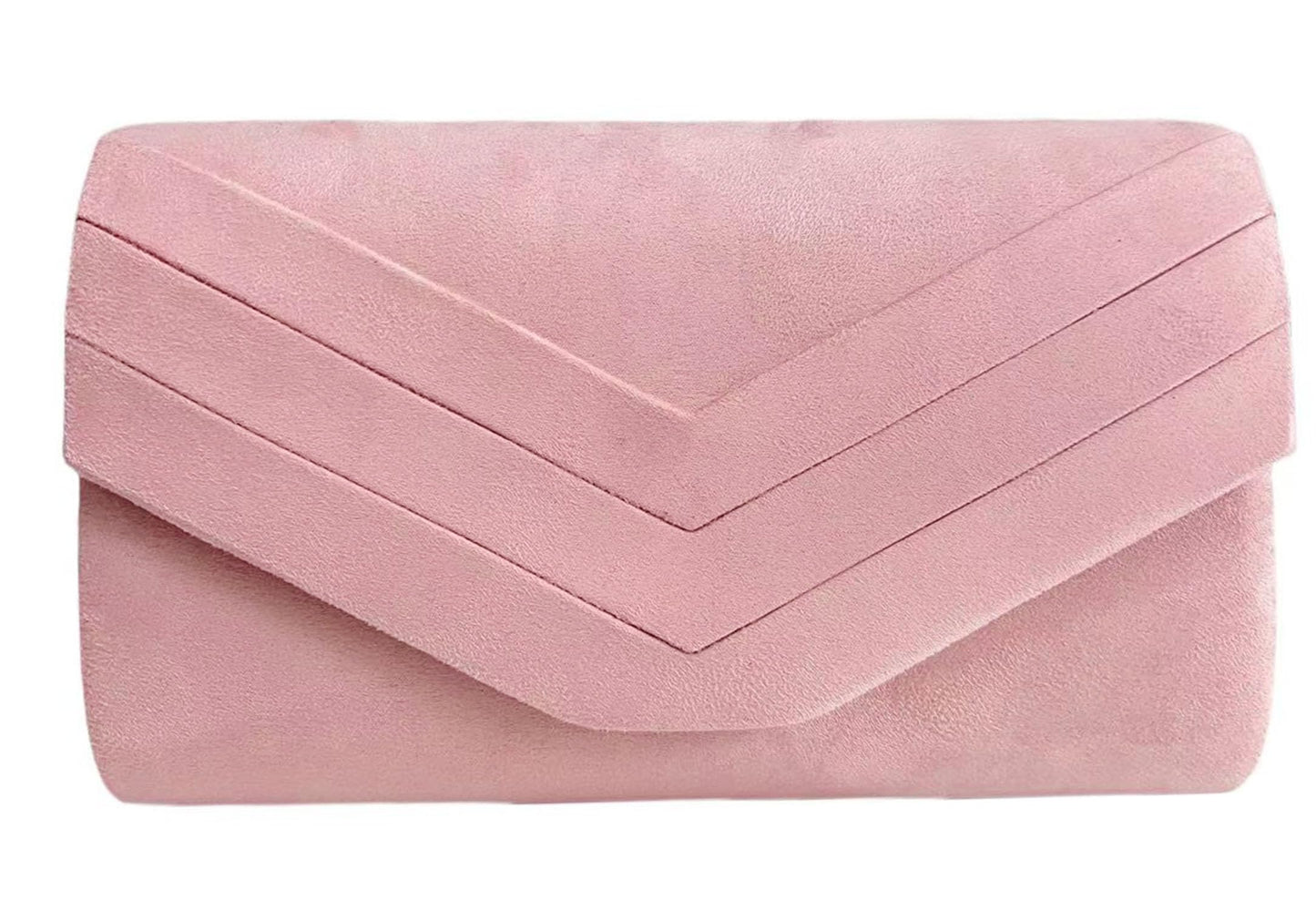 LeahWard Women's Faux Suede Leather Clutch Bag Wedding Bridal Prom Handbags 809 (Pink)