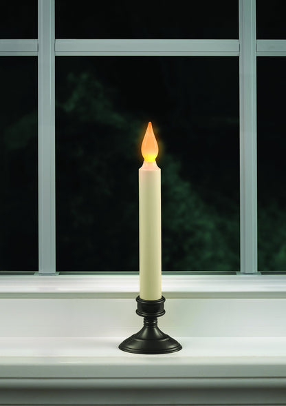 Xodus Innovations FPC1205A-4 Battery Operated LED Window Candle, Dusk to Dawn Light Sensor, Aged Bronze Plastic Base, Amber Flicker Flame, 8-7/8 Inch