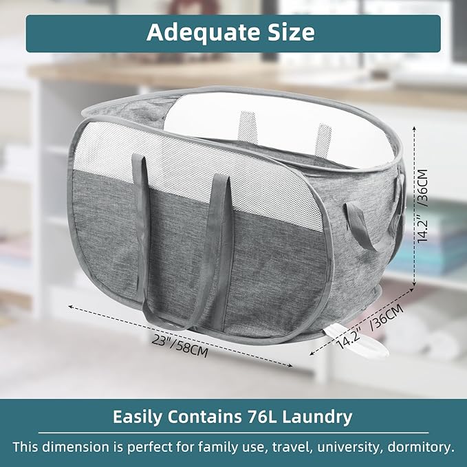 Collapsible Laundry Baskets, Tear Proof Pop Up Laundry Hamper