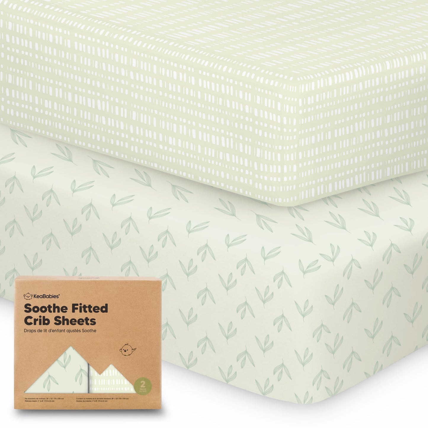 KeaBabies 2-Pack Organic Cotton Crib Sheets for Boys, Girls - 52x28 Fitted Crib Mattress Sheet Neutral, Breathable Cover for Baby Bed Set, Toddler Mattress, Soft & Cute Prints (Fleur)