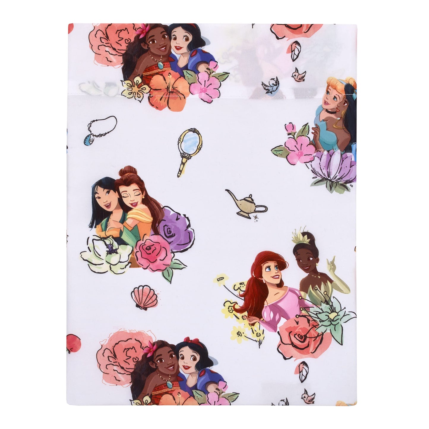 NoJo Disney Alice's Wonderland Bakery Tea Party Pink and Purple 4 Piece Toddler Bed Set - Comforter, Fitted Bottom Sheet, Flat Top Sheet, and Reversible Pillowcase