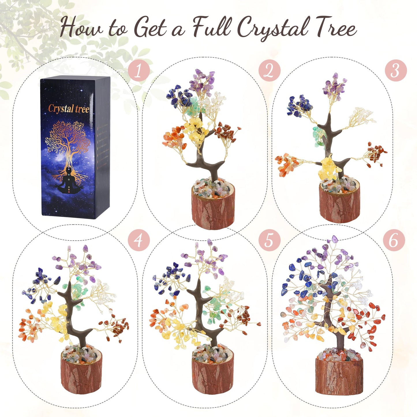 QINJIEJIE Tiger Eye Crystal Tree of Life Decor Tiger Eye Stone Healing Gifts Gemstones Tree Spiritual Crystal Gifts for Room Office Desk Decor New Home House Warming Gift Unique