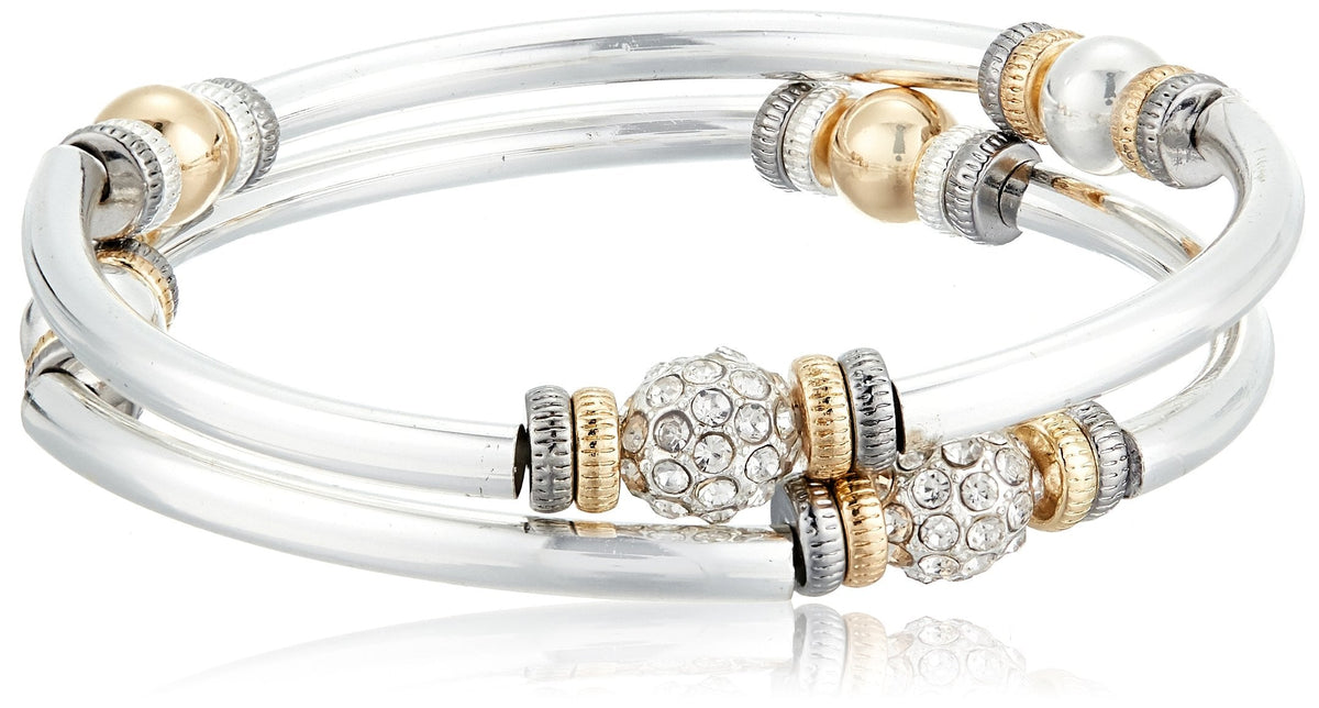 Nine West Women's Set of 2 Bangle Bracelets Tri Tone