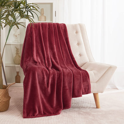 RYB HOME Red Fleece Blanket Soft Warm Cozy Luxury Plush Throws Fuzzy Flannel Blankets for Couch Bed Gift Ideals for Birthday Christmas, Red, W50 x L60 inch