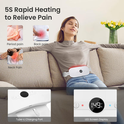 NOWWISH Heating Pad for Period Cramps Pain Relief, Portable Electric Cordless Menstrual Heating Pad Rechargeable with 6 Heat Levels and 6 Massage Modes, Christmas Gifts for Women Teen Girls, Pink