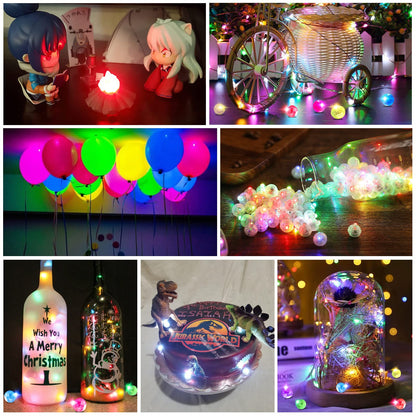 ZGWJ 100PCs Balloon Lights Mini, Battery Powered, Long Standby Time Waterproof Led Round Light for Birthday Party Paper Lantern Balloon Easter Eggs Wedding Christmas Halloween Decorations