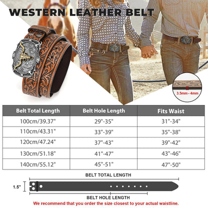 Western Leather Buckle Belt for Men Women Cowboy Cowgirl Mens Leather Belt for Jeans Christmas Hallowmas Men's Belt present