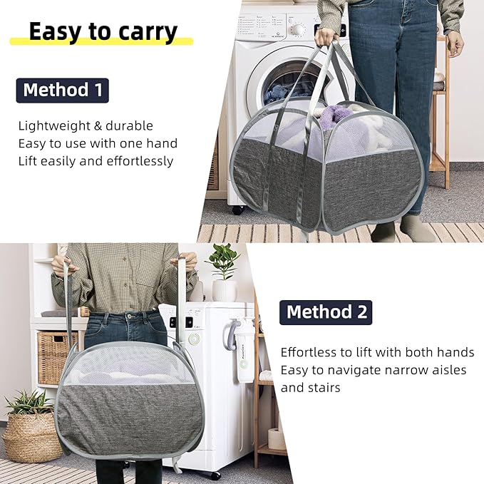 Collapsible Laundry Basket, 90L Foldable Pop-up Laundry Hamper