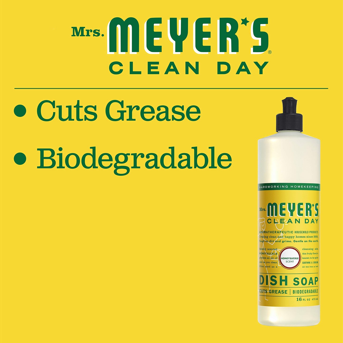 Mrs. Meyer's Clean Day Dish Soap, Honeysuckle, 16 fl oz
