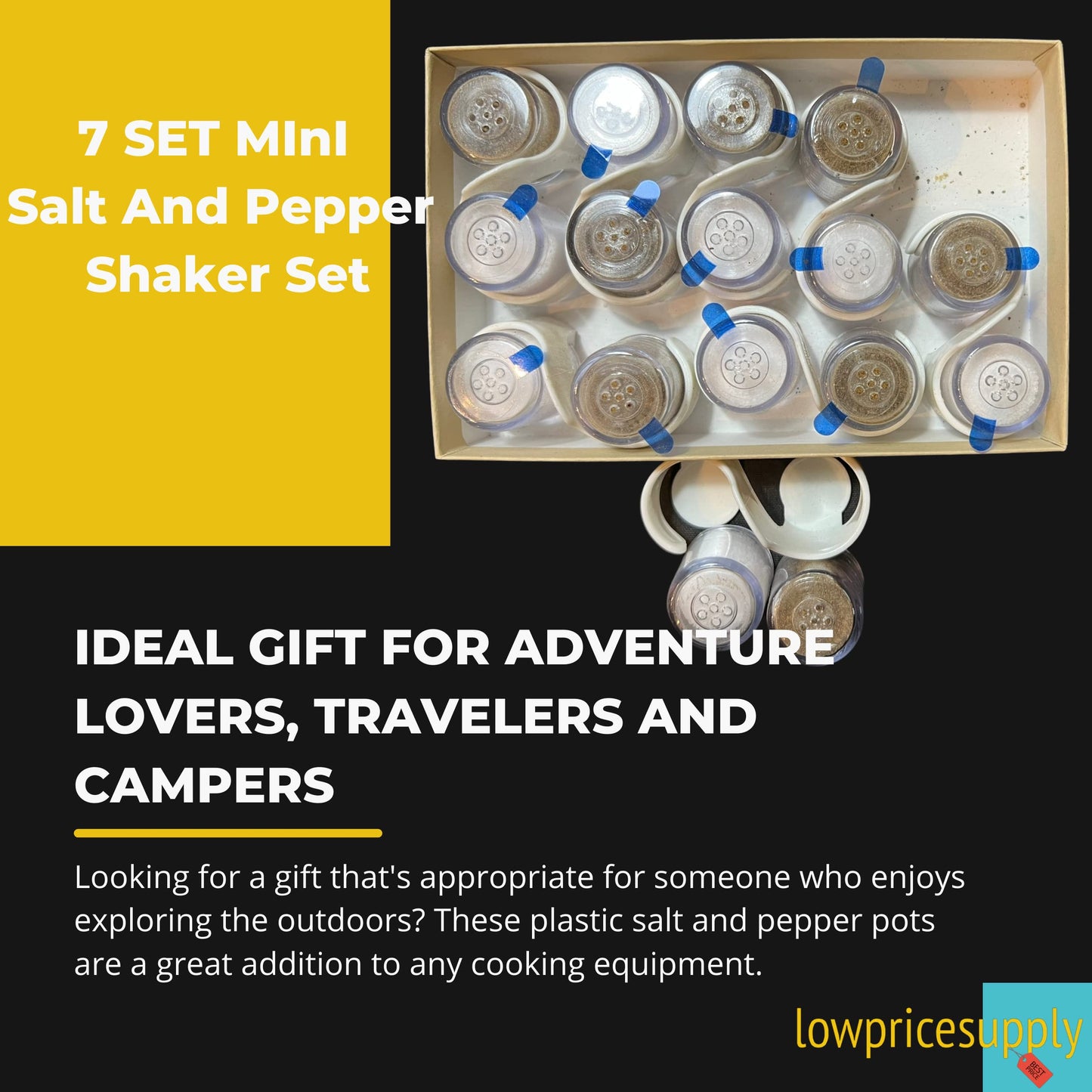 7 SET Mini Salt And Pepper Shaker Set Refillable Hotel Motel, Travel, Camping, Picnic, Outdoors Kitchen Lunch Boxes, Travel Spice Set, Guests, Housekeeping Staff, Salt & Pepper Shaker Set