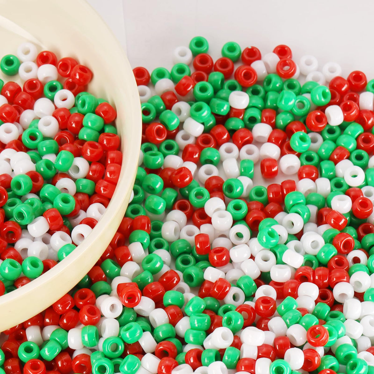 Christmas Pony Beads for Bracelets Making Kit, (1200Pcs 6x9mm) Kandi Beads, Hair Beads for Braids, Craft Beads for Jewelry Making