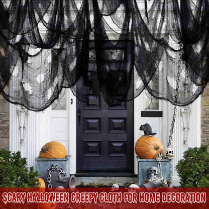 ZeeDix Halloween Black Creepy Cloth 79 x 400in Giant Spooky Cheesecloth Decoration Scary Gauze Cloth for Halloween Party Supplies Haunted Houses Outdoor Yard Home Wall Doorways Decor