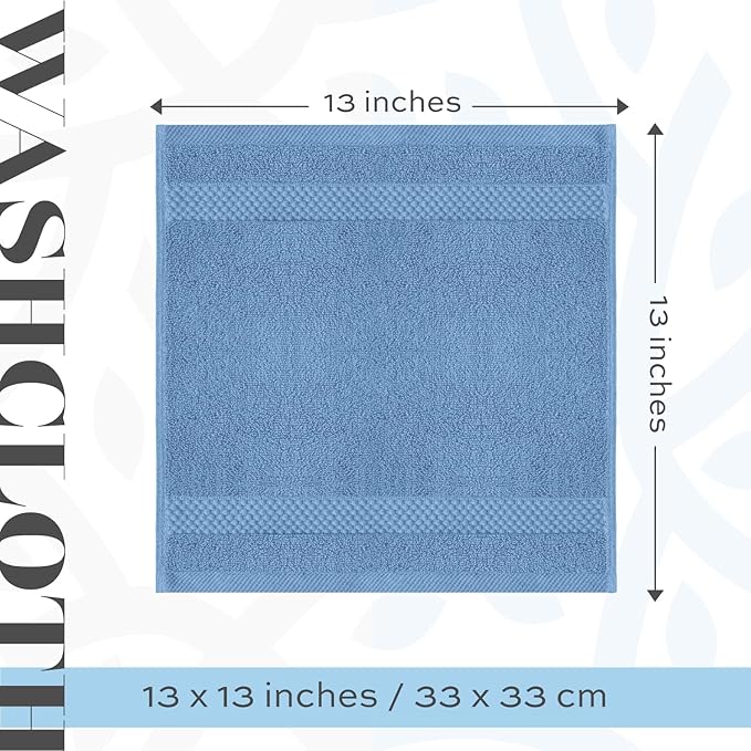 White Classic Luxury Cotton Washcloths 13x13 Inch