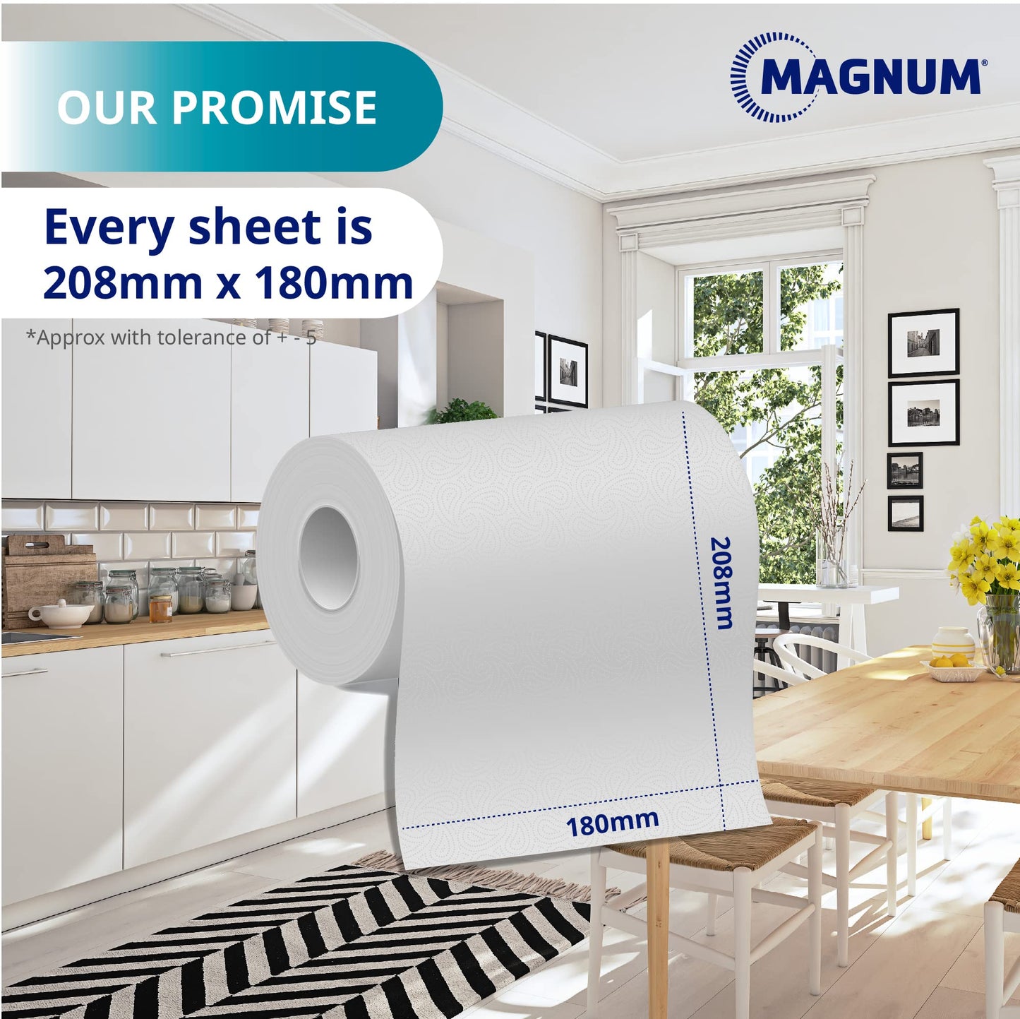 Magnum Ultra Absorbency Kitchen Roll - Strong & Durable, Bulk Buy (Pack of 4 x 6 Rolls, totaling 24 Rolls)