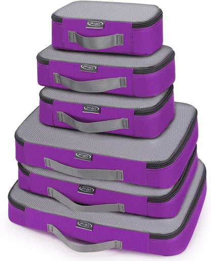 G4Free 3pcs/4pcs/6pcs/7pcs/9pcs Packing Cubes Suitcase Organiser Packing Bags Luggage Organiser Value Set for Travel Home Storage ((1S+2M+2L+1XL)-6PC, Purple)
