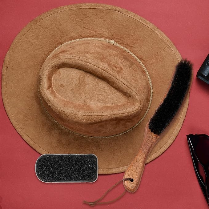 Patelai 2 Pcs Horsehair Felt Hat Brush Kit Lint Brush