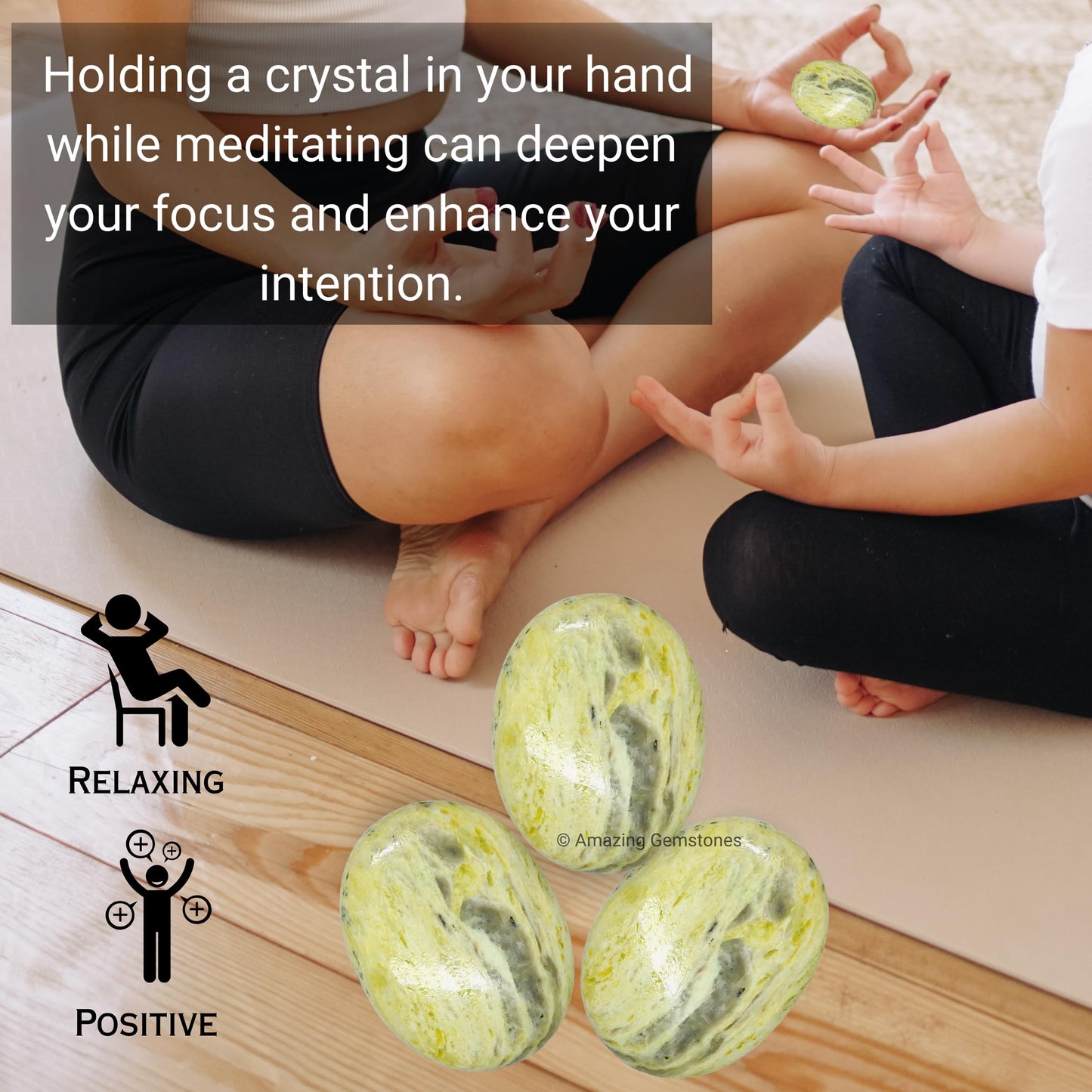 Amazing Gemstone Serpentine Crystals and Healing Stones - Large Palm Stone Crystals Piedra - Crystal for Good Luck, Balanced Positive Energy, Meditation - Unique Stocking Stuffers and Gifts for Women
