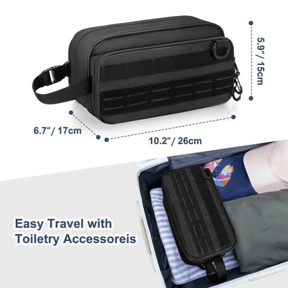 Prokva Toiletry Travel Bag for Men Tactical Hygiene Bag, Shaving Kit Toiletries Organizer Dopp Kit with Large Capacity, Black (Empty Bag Only)
